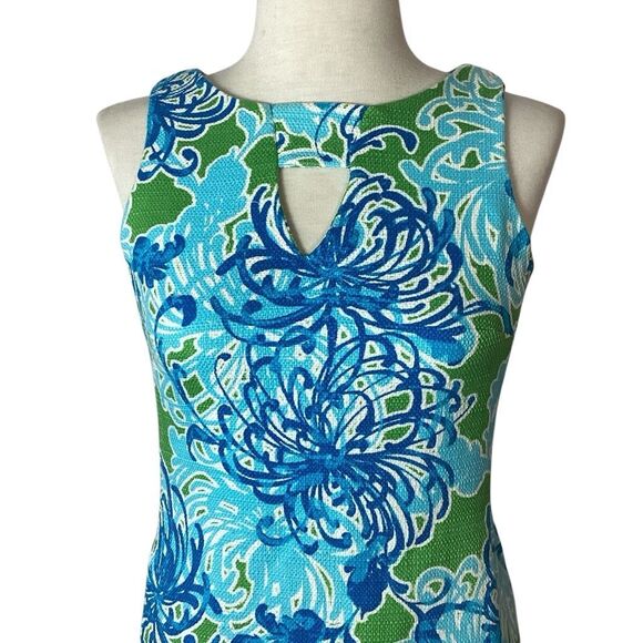 Taylor Keyhole Floral Sheath Dress Women’s 8 Green Blue - Picture 4 of 9